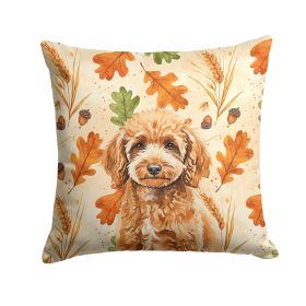 Miniature Apricot Poodle Heirloom Fall Throw Pillow Decorative Indoor Outdoor Accent Cushion for Couch, Bed or Patio, 14Hx14W