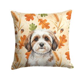 Parti-color Havanese Heirloom Fall Throw Pillow Decorative Indoor Outdoor Accent Cushion for Couch, Bed or Patio, 14Hx14W