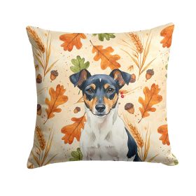 Tricolor Rat Terrier Heirloom Fall Throw Pillow Decorative Indoor Outdoor Accent Cushion for Couch, Bed or Patio, 14Hx14W