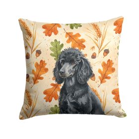 Standard Black Poodle Heirloom Fall Throw Pillow Decorative Indoor Outdoor Accent Cushion for Couch, Bed or Patio, 14Hx14W