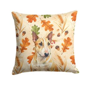 Miniature Bull Terrier Heirloom Fall Throw Pillow Decorative Indoor Outdoor Accent Cushion for Couch, Bed or Patio, 14Hx14W