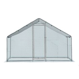 6.5 x 10 ft Large Metal Chicken Coop, Walk-in Poultry Cage Chicken Hen Run House with Waterproof Cover (title: default title)